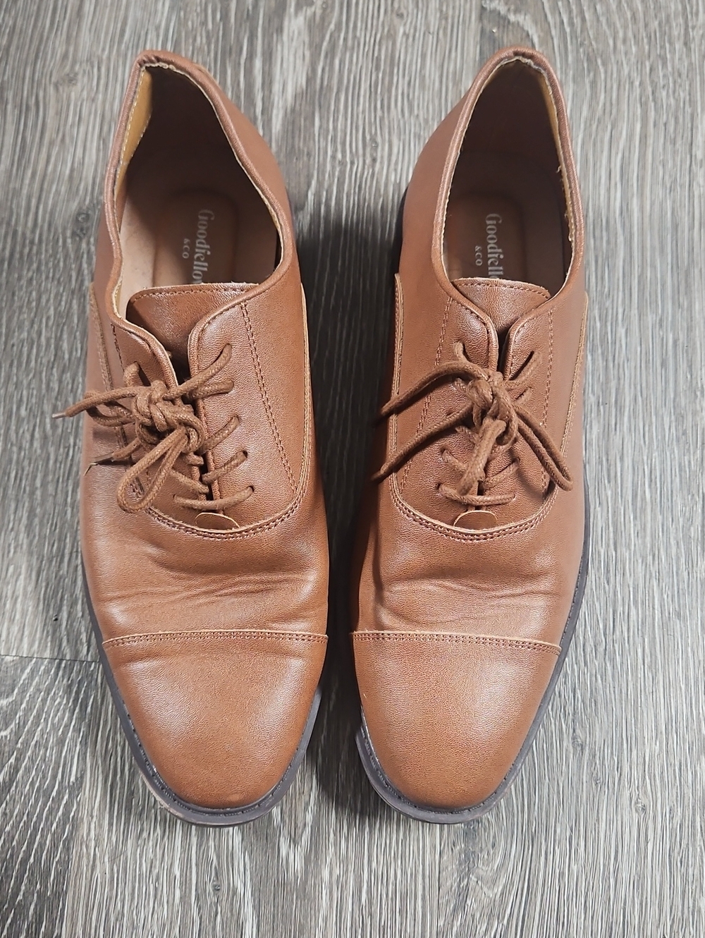 Goodfellow & Co Tan Brown Leather Lace-Up Derby Shoes